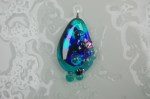 Peacock-coloured dichroic glass pendant with bubble feature